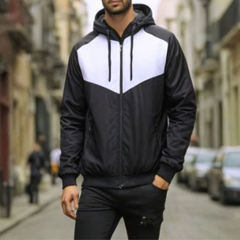 Jaqueta Masculina Corta Vento Forrada com Capuz e Zíper