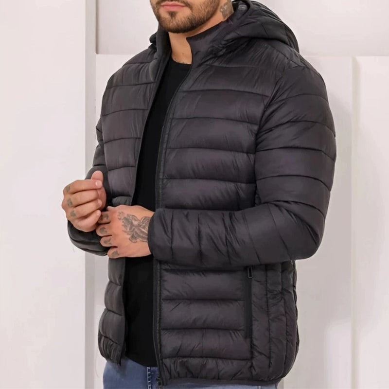 Jaqueta Puffer Masculina de Frio Intenso Impermeável com Capuz Removível
